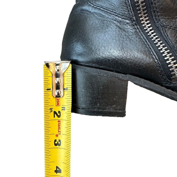 LUCKY BRAND Black Leather Zip Up Equestrian Heston Moto Boot Boots Sz 7 US - Picture 7 of 10